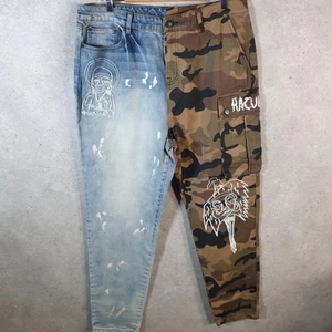 Vintage Haculla Goth Y2K Hip Hop Jeans Mens W38 Baggy Camo Denim USA - Picture 1 of 8