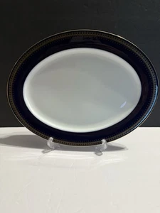 Romanov Collection Genuine Cobalt Blue Oval Serving Platter 14” With Gold Trim - Picture 1 of 7