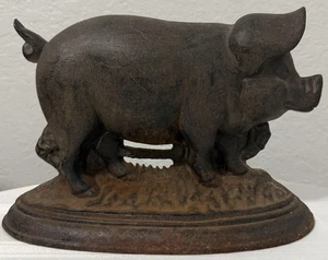 Large Antique or Vintage Cast Metal Pig Americana Door Stop HEAVY - Picture 1 of 7