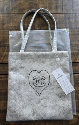  CHANEL Uniform SILVER RARE Lined Tote with Snap Closure *NEW W/ TAGS* - Image 1 of 4