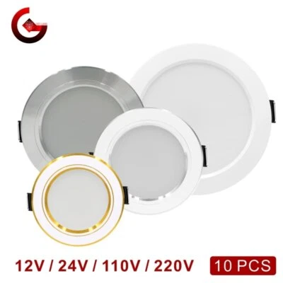 10pcs/lot Led Downlight 12V 24V 110V 220V 5W 9W 12W 15W 18W Recessed Ceiling... - Image 1 of 4