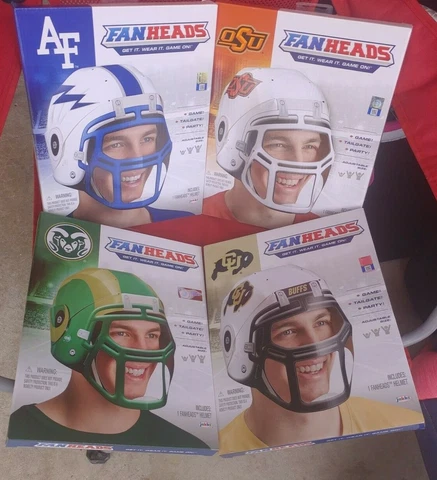 FanHeads Wearable Disposable College/NFL Football Helmet You Choose NIB Cover