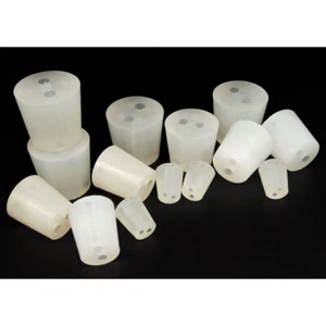 5 x Silikon Stopfen mit 2 Löcher - Konischer Silikonstopfen, Gummistopfen Korken - Bild 1 von 25