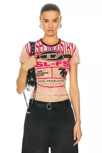 Diesel Uncutie Tee Pink Embellished XS NWOT $295 - Picture 1 of 5
