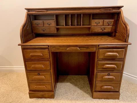 Antique 1900’s Solid Oak Roll Top Desk Cover