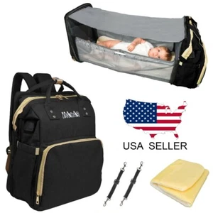 Diaper Crib Bag | MAICAIS Baby Changing Station Backpack | Black - Picture 1 of 4