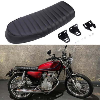 Sillín plano de asiento de motocicleta para Honda CB CL Suzuki Kawasaki Yamaha XJ Café Racer Foto 1 de 4