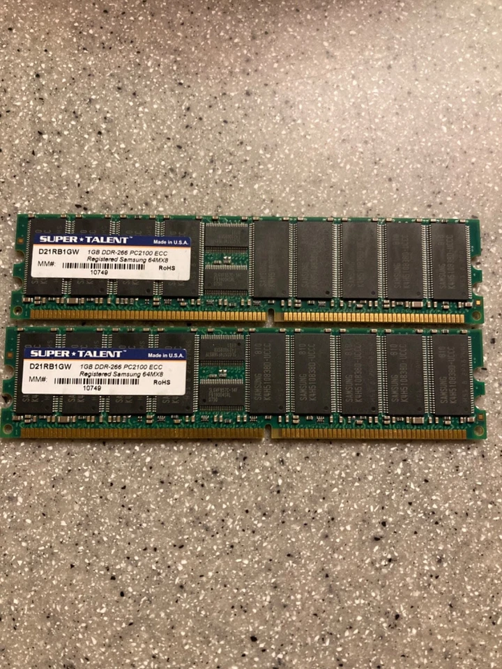 2GB 2x1GB PC2100 DDR-266 ECC registered Samsung 64MX8  D21RB1GW - Image 1 of 1