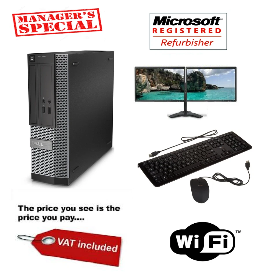 ULTRA FAST Gaming PC Bundle Intel Core i5 8GB 1TB Windows 10 GT730 DUAL SCREEN - Image 1 of 1