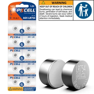 Pack of 10Pcs LR754 Batteries AG5 393 LR48 1.5V Button Cell Alkaline - Picture 1 of 5