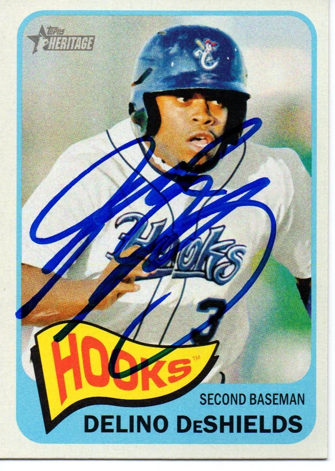 Delino DeShields Jr. Corpus Christi Hooks 2014 Topps Heritage Minors Signed Card - Image 1 of 1