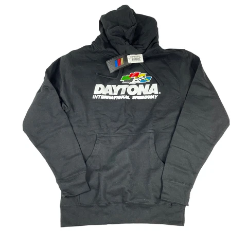 Daytona International Speedway Nascar Racing Spell Out Hoodie Black Men’s S NWT Cover