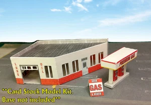 Z Scale Building - Gas Station - Service Station  Cardstock kit - Bild 1 von 11