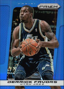 2013-14 Panini Prizm Prizms Blue Utah Jazz Basketball Card #79 Derrick Favors