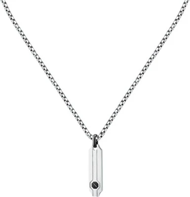 Collana Sector Uomo Acciaio Ciondolo Placchetta Smalto Nero _SZS124 - Immagine 1 di 3