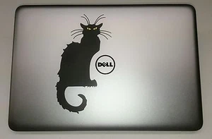 Le Chat Noir Cat Art Decal Sticker Apple Mac Book Air/Pro Dell Laptop 13" 15" 17 - Picture 1 of 4