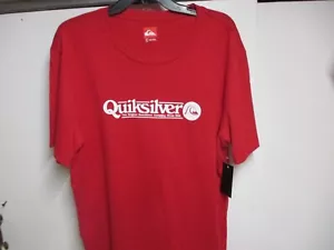 QUIKSILVER MENS T SHIRT (LARGE) NWT RED W/WHITE COMPANY LOGO SOFT & STYLISH - Picture 1 of 4