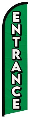 Entrance Green & White Windless Banner Advertising Marketing Flag Premium - Image 1 of 4