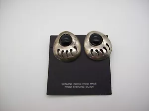 Orecchini Artiglio Orso Onice Nera Argento Sterling 925 Southwest Navajo, Shadowbox - Foto 1 di 19