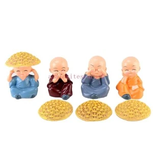 4pcs Chinese Monk Figurine Resin Kung Fu Monk Statue Buddhist Home Car Decor - Picture 1 of 5