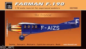 resina Farman F.190 'Air France' kit completo 1/72 SBS 7008 - Imagen 1 de 9