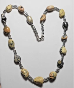 Serpentine Stone Beads, Glass Beads, 21", 54cm necklace - Picture 1 of 3