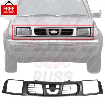 New Front Grille Assembly Black Shell and Insert Fits 1998-2000 Nissan Frontier - Imagem 1 de 4