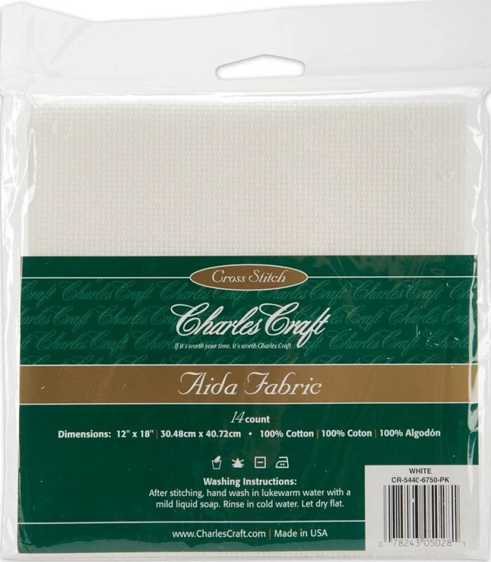 WHITE - Charles Craft Gold Label Aida 14 Count 12"X18" - Image 1 of 1