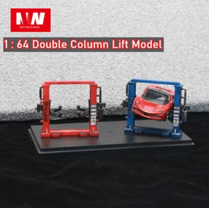1:64 Diorama Old Double Column Lift Model Set Garage Workshop Repair Prop Model - Picture 1 of 16