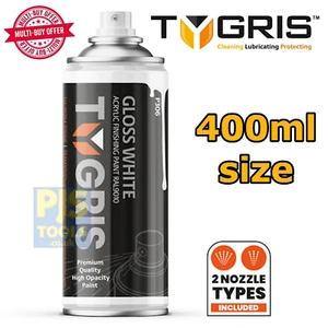 Tygris P306 400ml gloss white acrylic top coat finishing spray paint RAL9010 - Picture 1 of 2