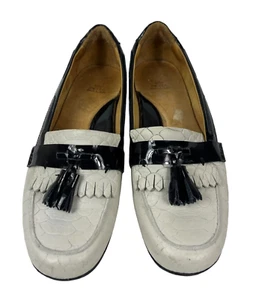 Peter Millar Tassel Loafers White Snakeskin Leather Mocs Women’s Sz 7.5M Nice - Picture 1 of 7