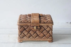Decorative Light Brown Trinket Box Decorative Covered Box Gold Highlights Heavy - Picture 1 of 9