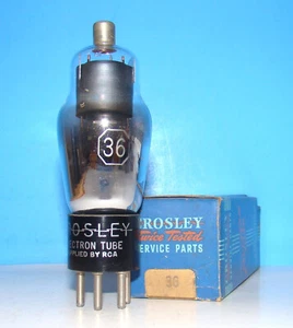 Type 36 Crosley 1940s NOS amplifier audio radio vacuum tube valve ST shape VT-36 - Picture 1 of 3