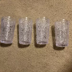 BRAND NEW CLEAR Paisley Acrylic Plastic Glasses Drinking Set of 4 Hi Ball (17oz) - Picture 1 of 7