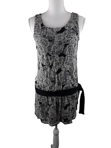 BAILEY 44 Womens S Black & White SILK Blouse Sleeveless Top Drop Waist Print - Picture 1 of 11