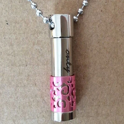 Cilindro 'SOLO AMOR' Memorial Cremación Urna Vial Colgante Collar Rosa Foto 1 de 4