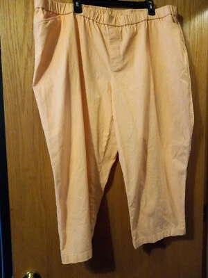 Pantalones capri Lands End naranja tiro medio 26w bolsillos 99 algodón 2 spandex para mujer Foto 1 de 4