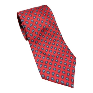 Vtg Bert Pulitzer 3.5x63 XL Red Blue Silk Foulard Tie Micro Paisley USA Made - Picture 1 of 6