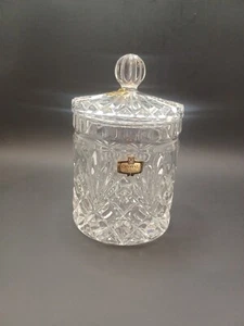 Zajecar Crystal Glass Jar w/Lid Yugoslavia Original Label Brahms Cut Valentines - Picture 1 of 10