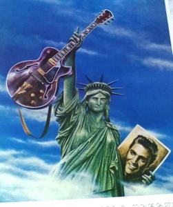 L X S/H ELVIS PRESLEY POSTER 60 CM X 50 CM STATUE LBERTY ELVIS - Picture 1 of 1