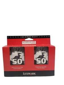 2pk NEW SEAL!!! GENUINE Lexmark 50 Black Ink Cartridge 17G0050 - Picture 1 of 7