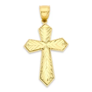 Solid Gold Cross Pendant in 10 or 14k, Crucifix Pendant Religious Jewelry - Picture 1 of 5