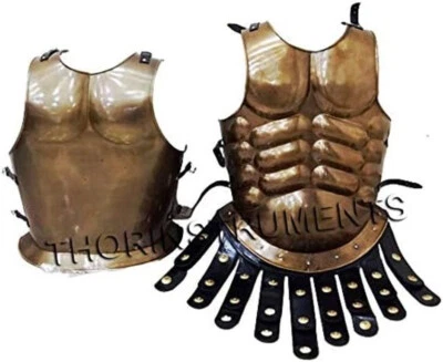 Chaqueta Muscular Romana Armadura Medieval Antigua Latón Acero 18G Rústica De Colección Hogar Foto 1 de 4