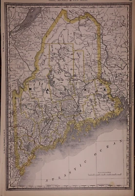Mapa 1891 ~ MAINE ~ (LG-14x20) envío y devolución gratuitos -#05 Foto 1 de 3