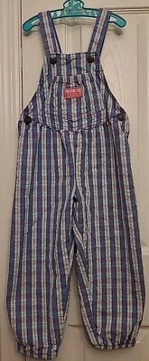 Osh Kosh B’Gosh Vintage Vestbak Pink Purple Plaid Overalls Bubble 4T Romper Deni - Изображение 1 из 4