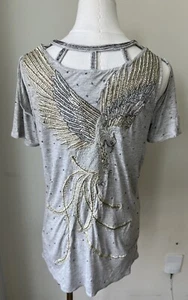 Y2K Haute Hippie Fly High Tee Embellished Shirt with Embroidery and Beading XS - Bild 1 von 7