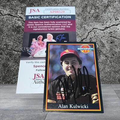 Alan Kulwicki NASCAR RACING HOOTERS VINTAGE 1991 MCDONALDS 8 signed card JSA COA - Image 1 of 2