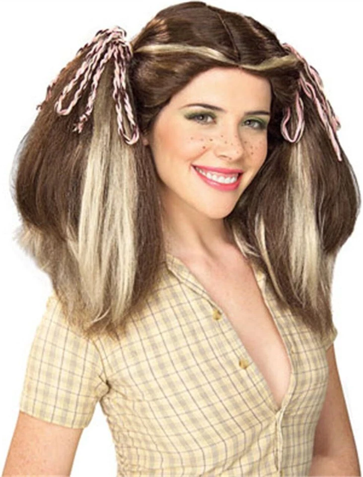 Granja Niña Peluca Coletas Elegante Vestir Halloween Adulto Disfraz Accesorio 3 COLORES Foto 1 de 1
