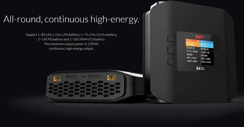 ISDT K4 Smart Ladegerät Modellbau AC/DC 1-8S / 2x 20A 2x 600W / K4 - Bild 1 von 4