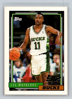 1992-93 Topps Rookie RC #390 Lee Mayberry Milwaukee Bucks Basketball Card - Image 1 of 2